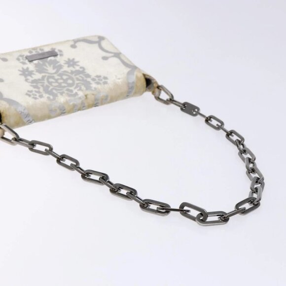 GUCCI Chain Shoulder Bag Velor White 007 2033 1705 Auth 138324 - Picture 8 of 16